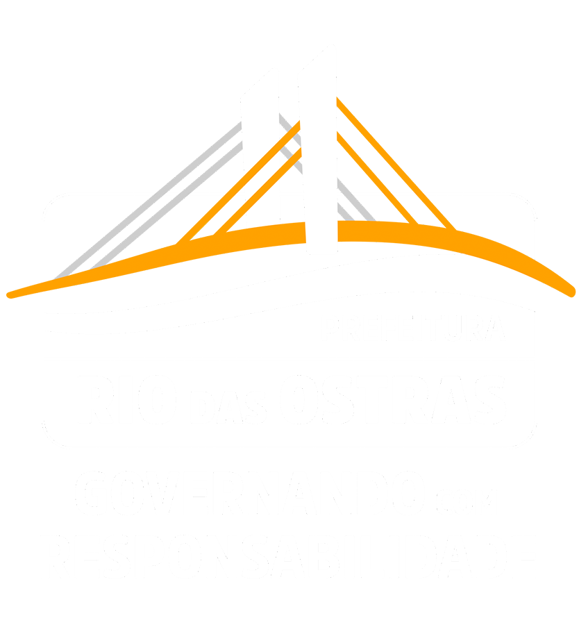 Brasão de Governo e ao lado texto Prefeitura Rio das Ostras